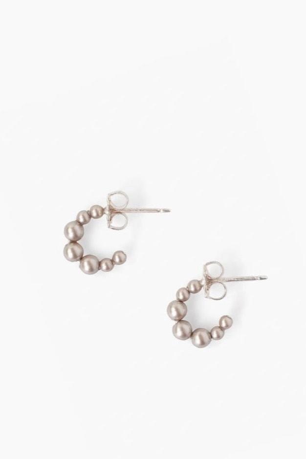 Chan Luu Petite Platinum Pearl Holly Hoop Earrings Product Image