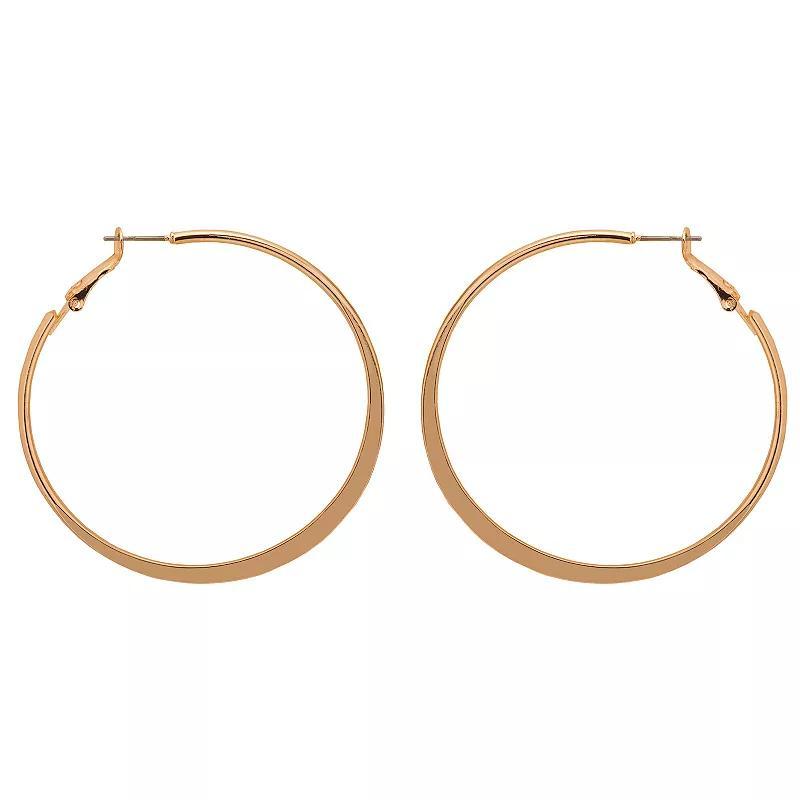 Emberly Gold Tone Flattened Bottom Hoop Earrings, Womens Product Image