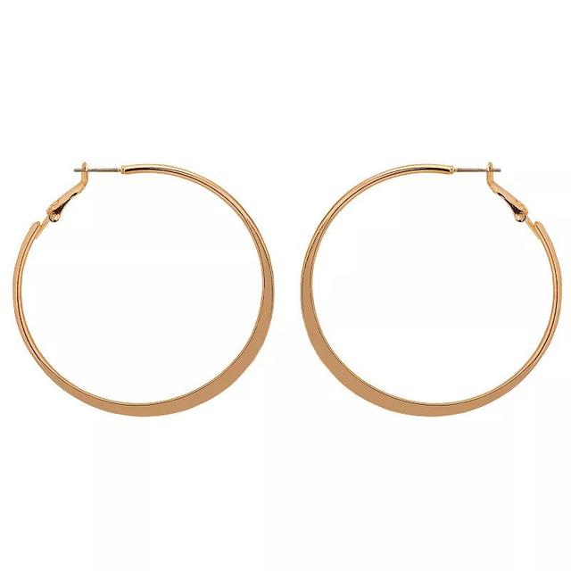 Emberly Gold Tone Flattened Bottom Hoop Earrings, Womens Product Image