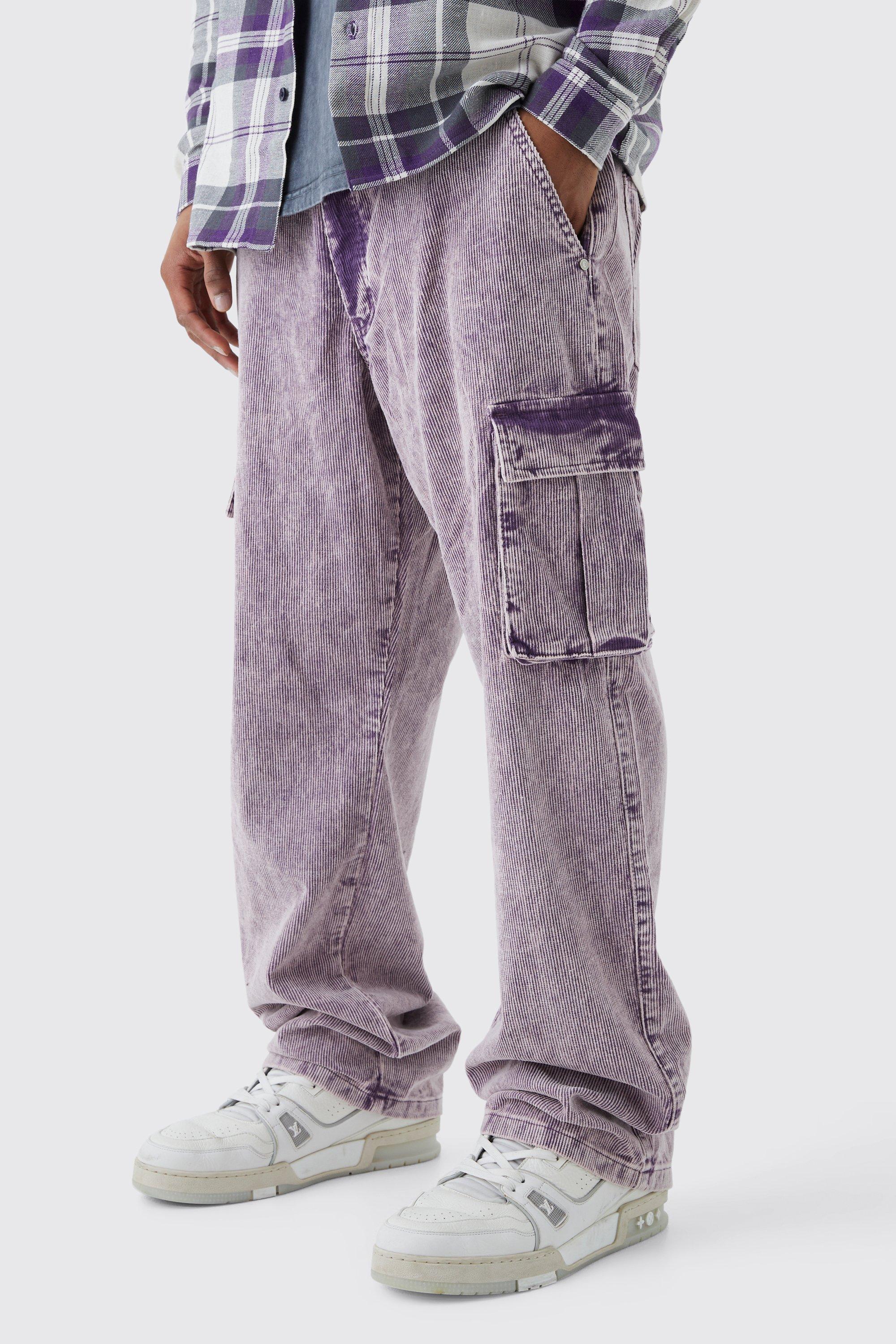 Relaxed Acid Wash Cord Cargo Pants | boohooMAN USA Product Image