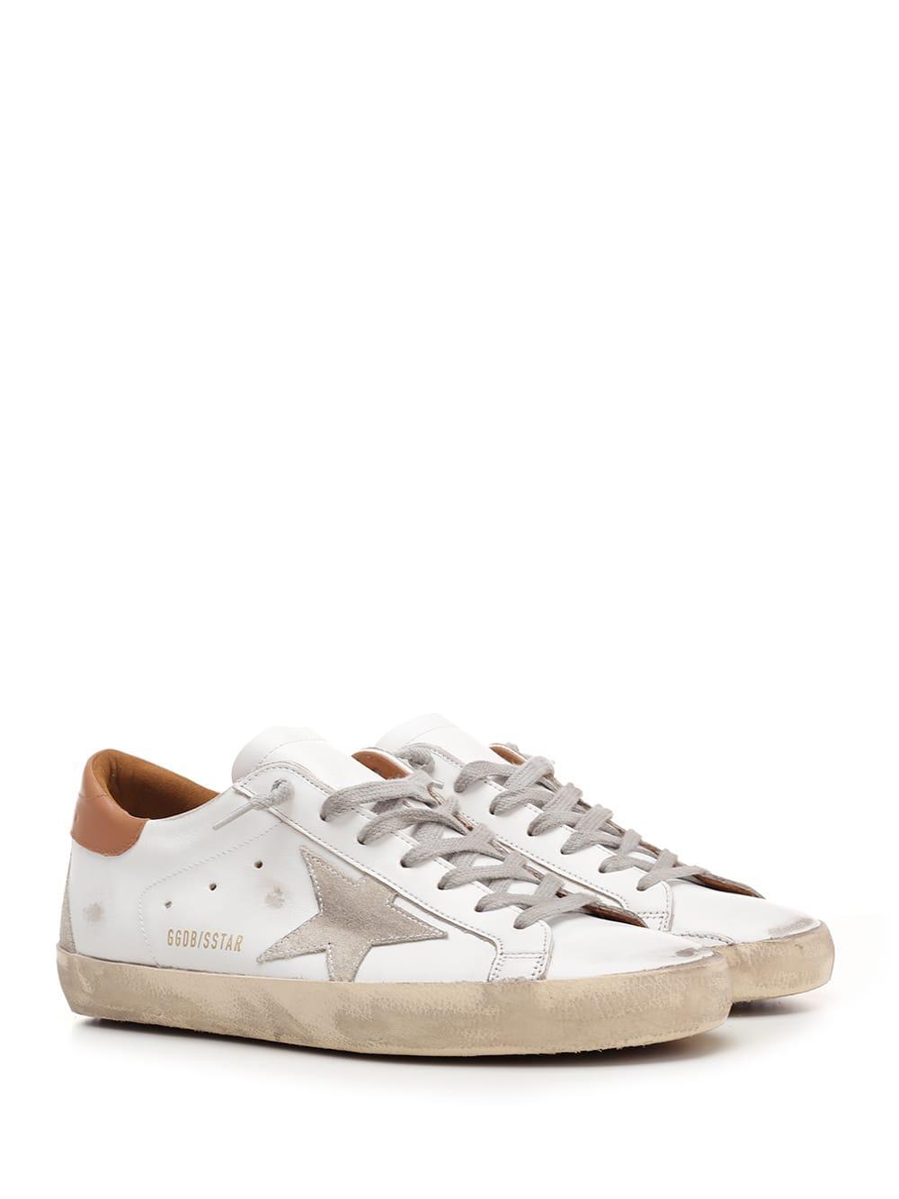 GOLDEN GOOSE Super-stars Sneakers With Brown Heel Tab In White Ice Brown Product Image