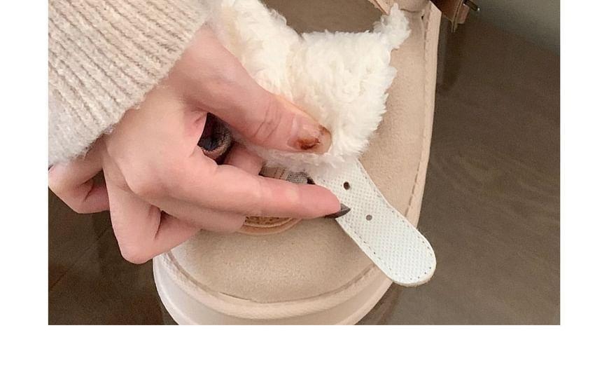 Bear Applique BOw Buckled Ankle Boots Product Image