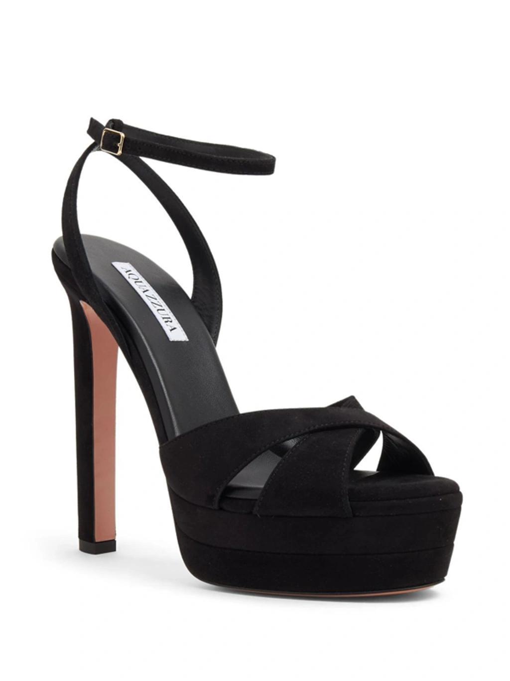 Suede Platform Sandals In Black Product Image