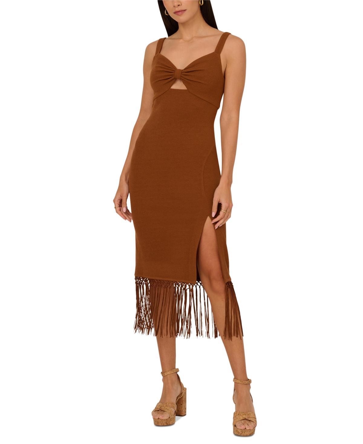 Women's Knit Fringe-Trim Midi Dress Product Image