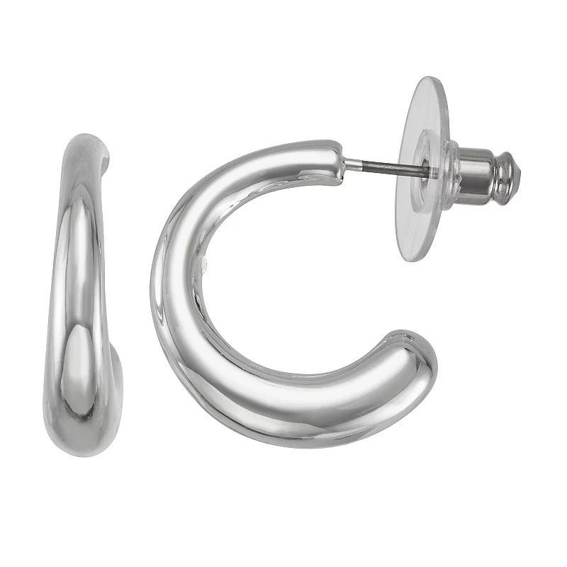 Napier Silver Tone Graduated C-Hoop Earrings, Womens Product Image