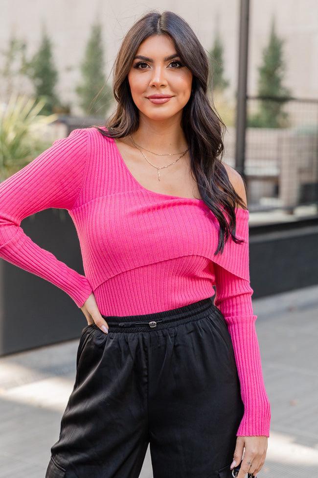 Entertain Me Hot Pink Off The Shoulder Ribbed Top product image