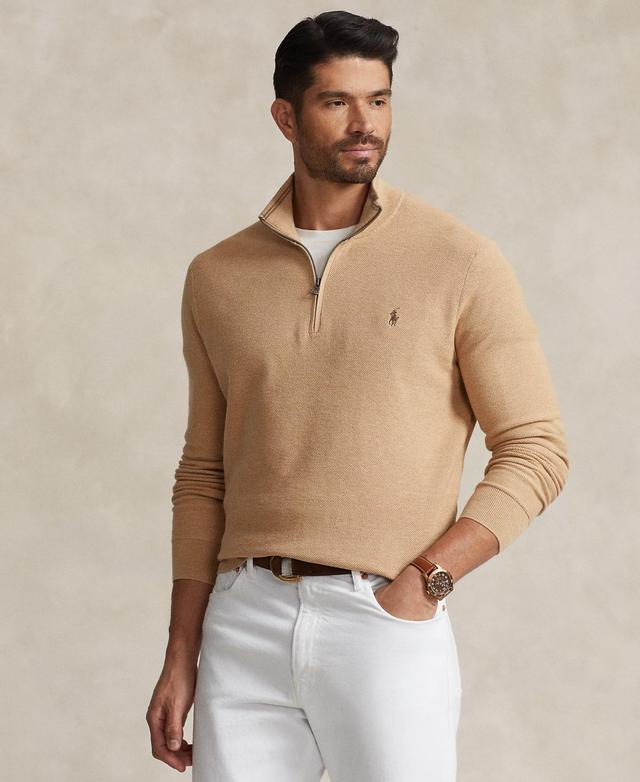 POLO RALPH LAUREN Cotton Quarter-zip Sweater In Neutral Product Image