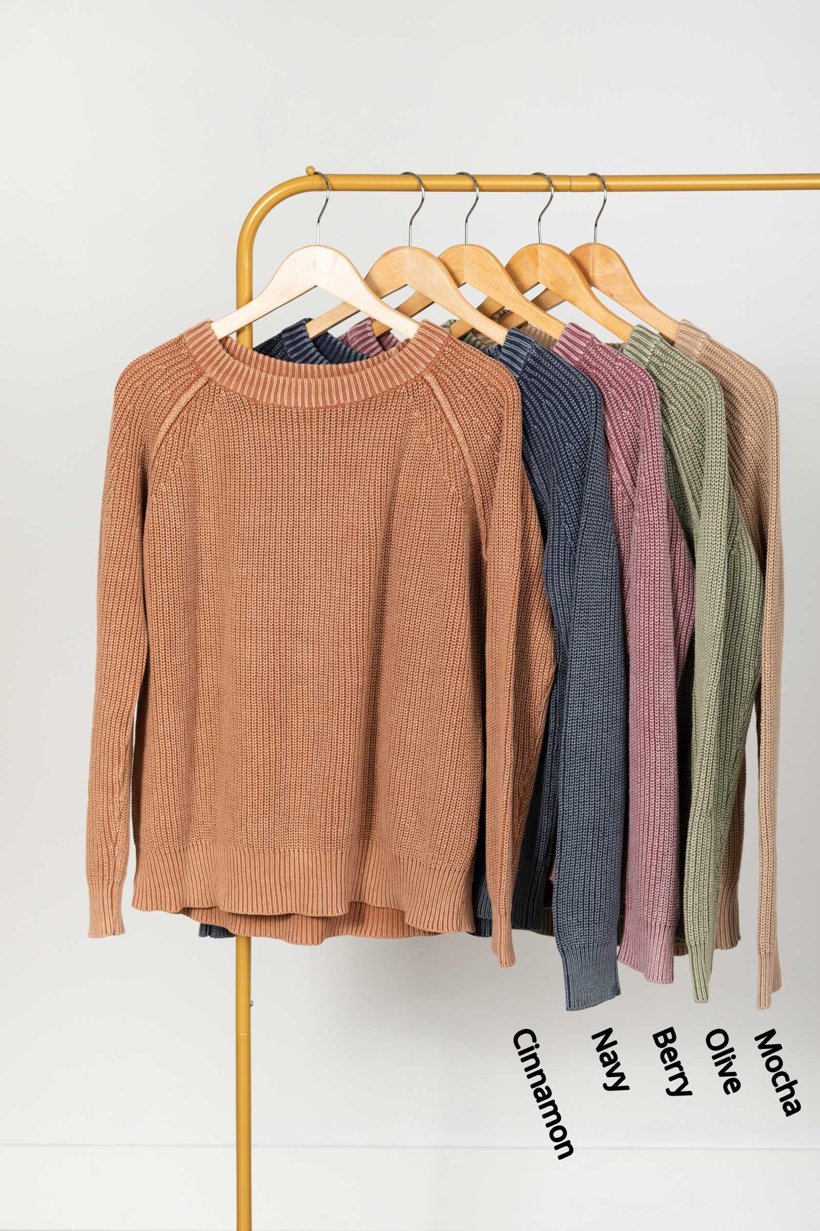 Washed Yarn Crewneck Pullover Sweater Product Image