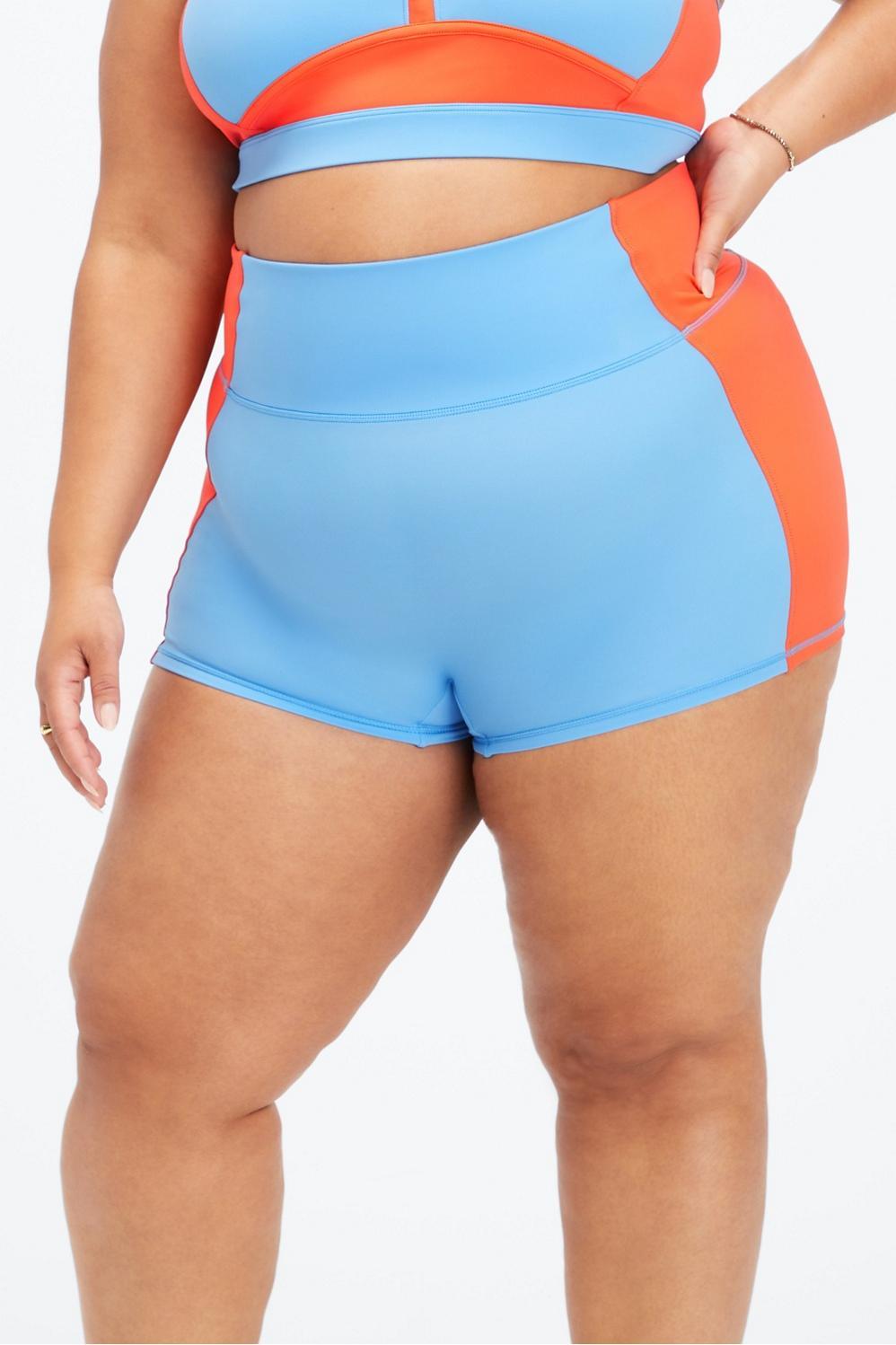 Fabletics High-Waisted Swim Short Womens Island Escape/Orange Nectar Size S Product Image