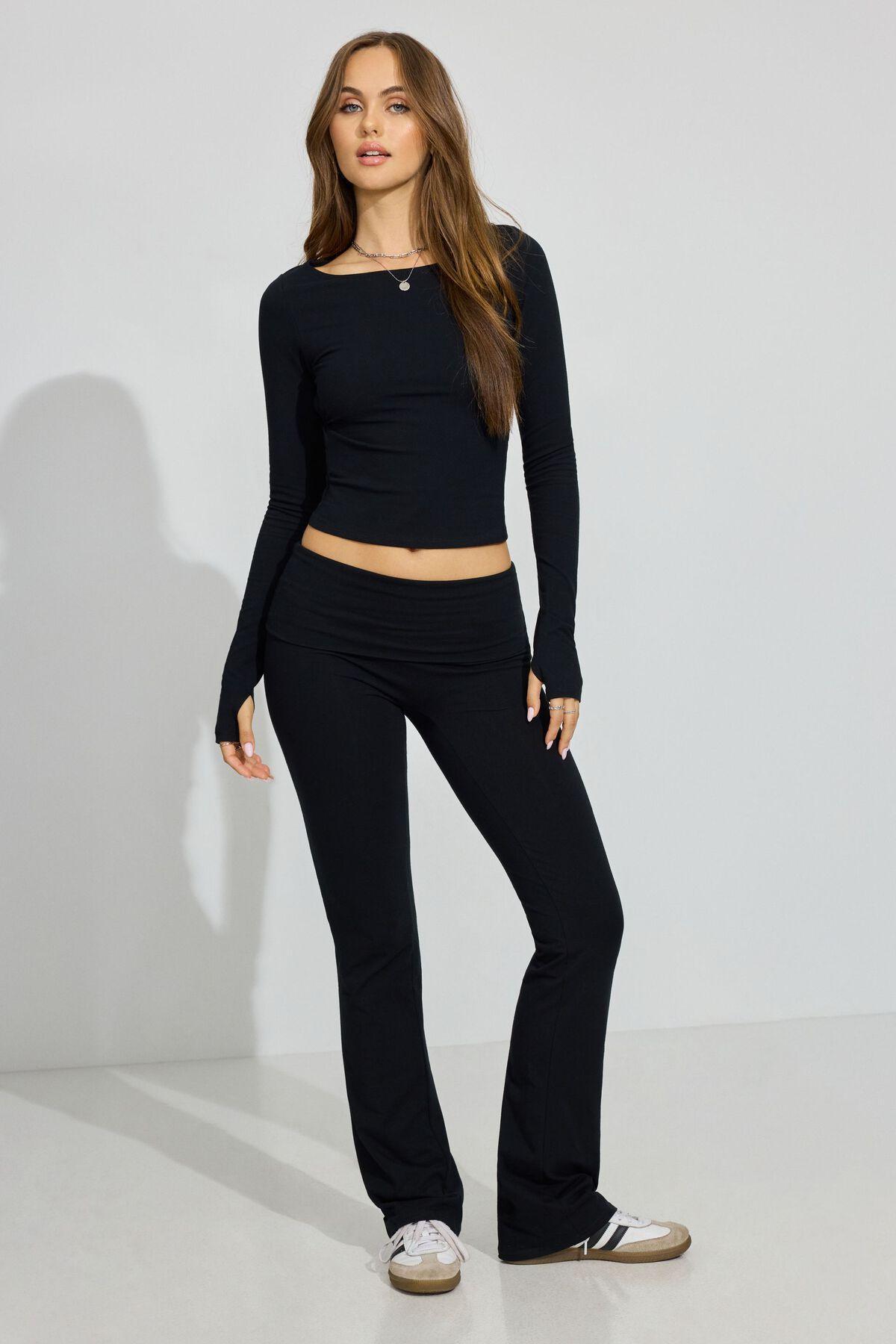 Soft Cotton Flare Knit Pants Product Image