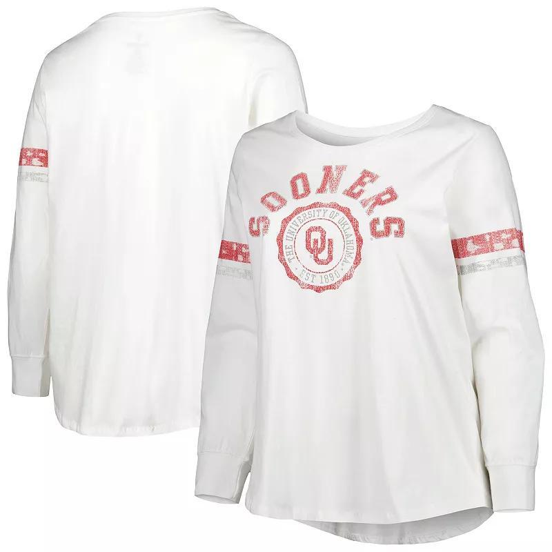 Womens Oklahoma Sooners Contrast Stripe Scoop Neck Long Sleeve T-Shirt Product Image