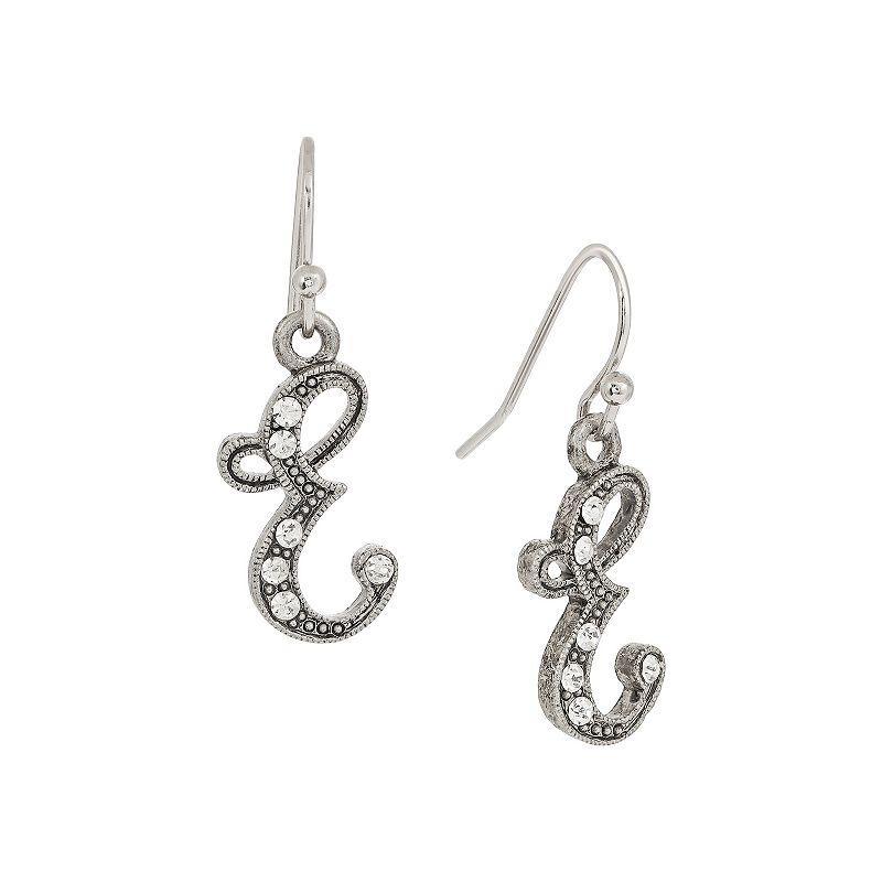 2028 Silver Tone Crystal Initial Wire Earring Product Image