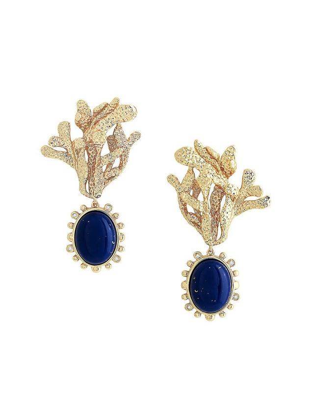 Womens Ocean Kelp 18K-Gold-Plated, Lapis Lazuli & Cubic Zirconia Drop Earrings Product Image