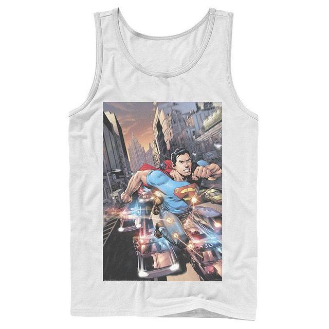 Mens DC Comics Superman Flashing Lights Poster Tank Top Product Image