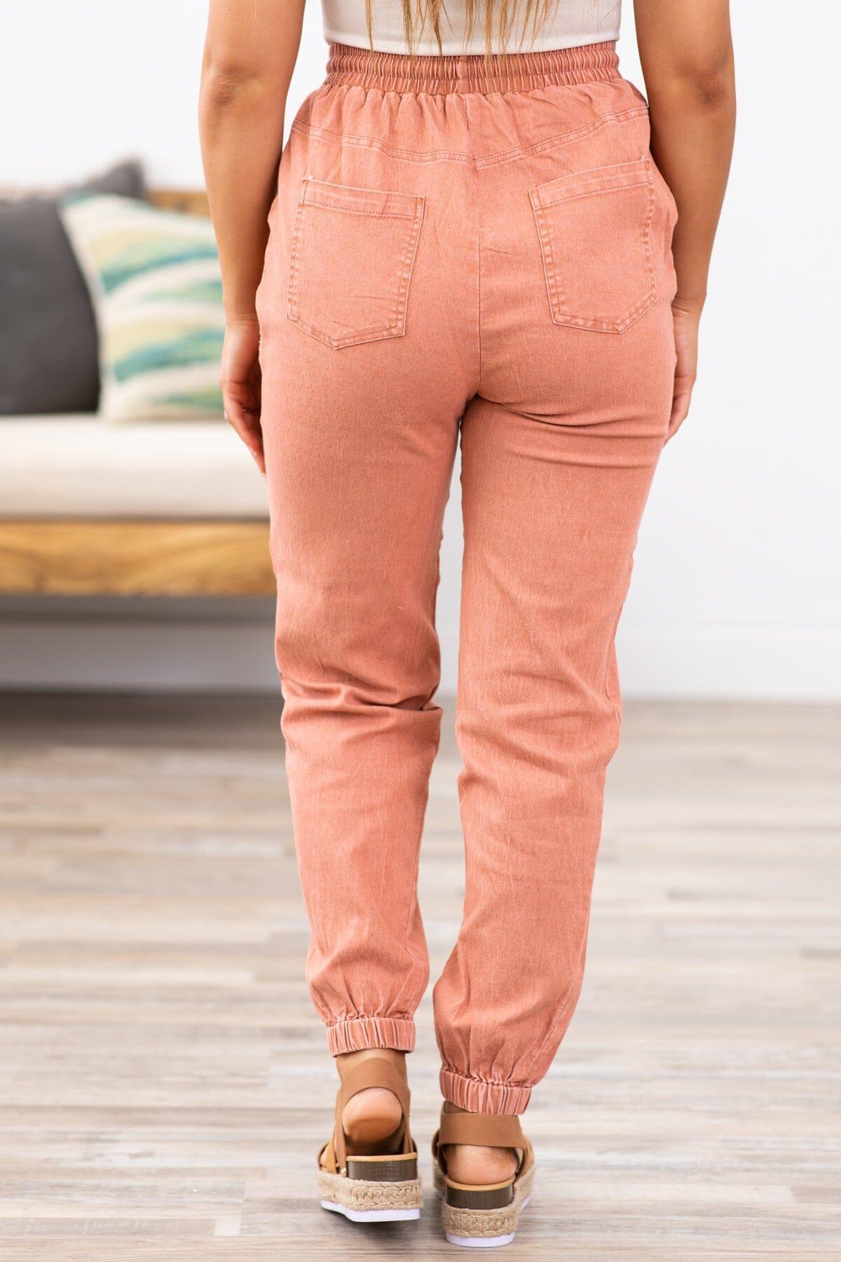 Terra Cotta Washed Elastic Waist Joggers Product Image