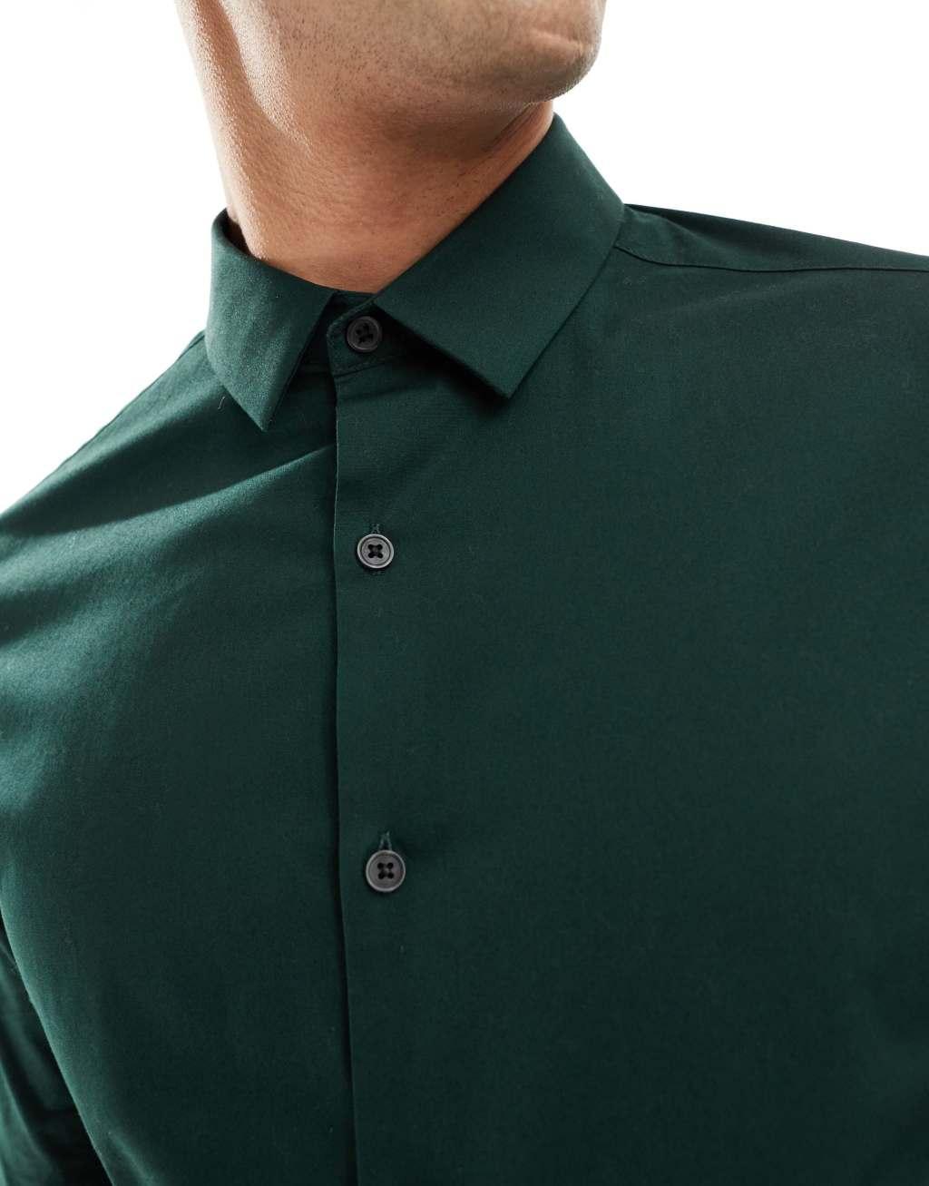 ASOS DESIGN skinny fit shirt in green Product Image