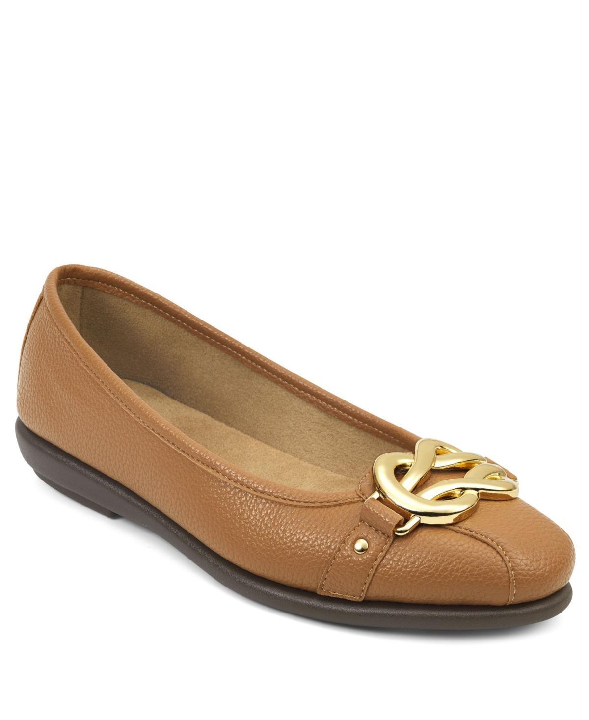 Aerosoles Big Bet Womens Suede Ballet Flats Med Brown Product Image