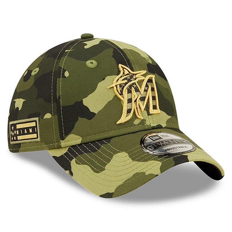 Men's New Era Camo Miami Marlins 2022 Armed Forces Day 9TWENTY Adjustable Hat Product Image