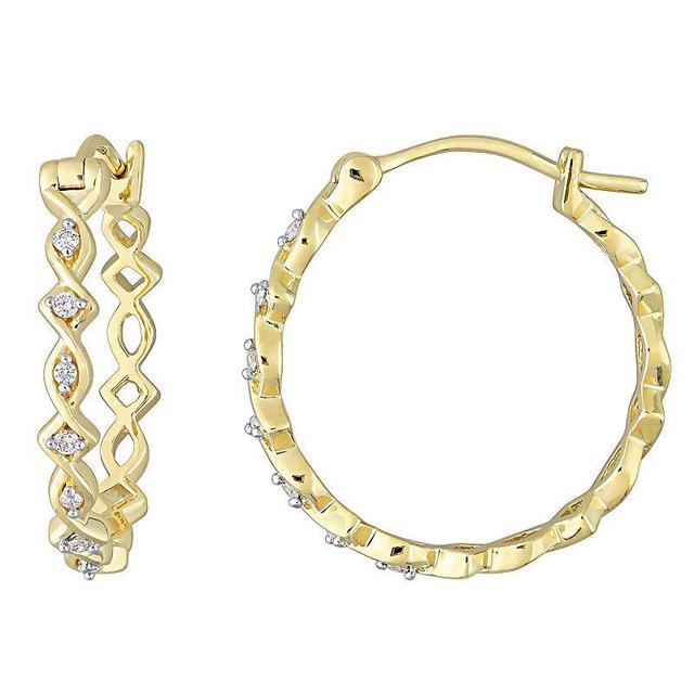 Stella Grace 10k Gold 1/10 Carat T.W. Diamond Hoop Earrings, Womens, White Product Image