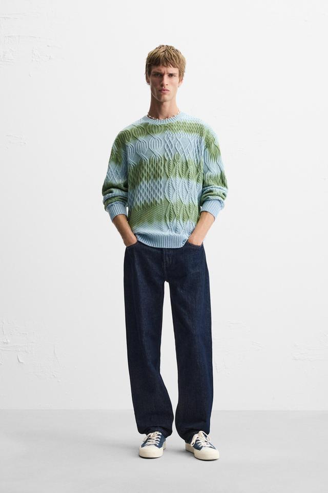 CABLE KNIT SPRAY PRINT SWEATER Product Image