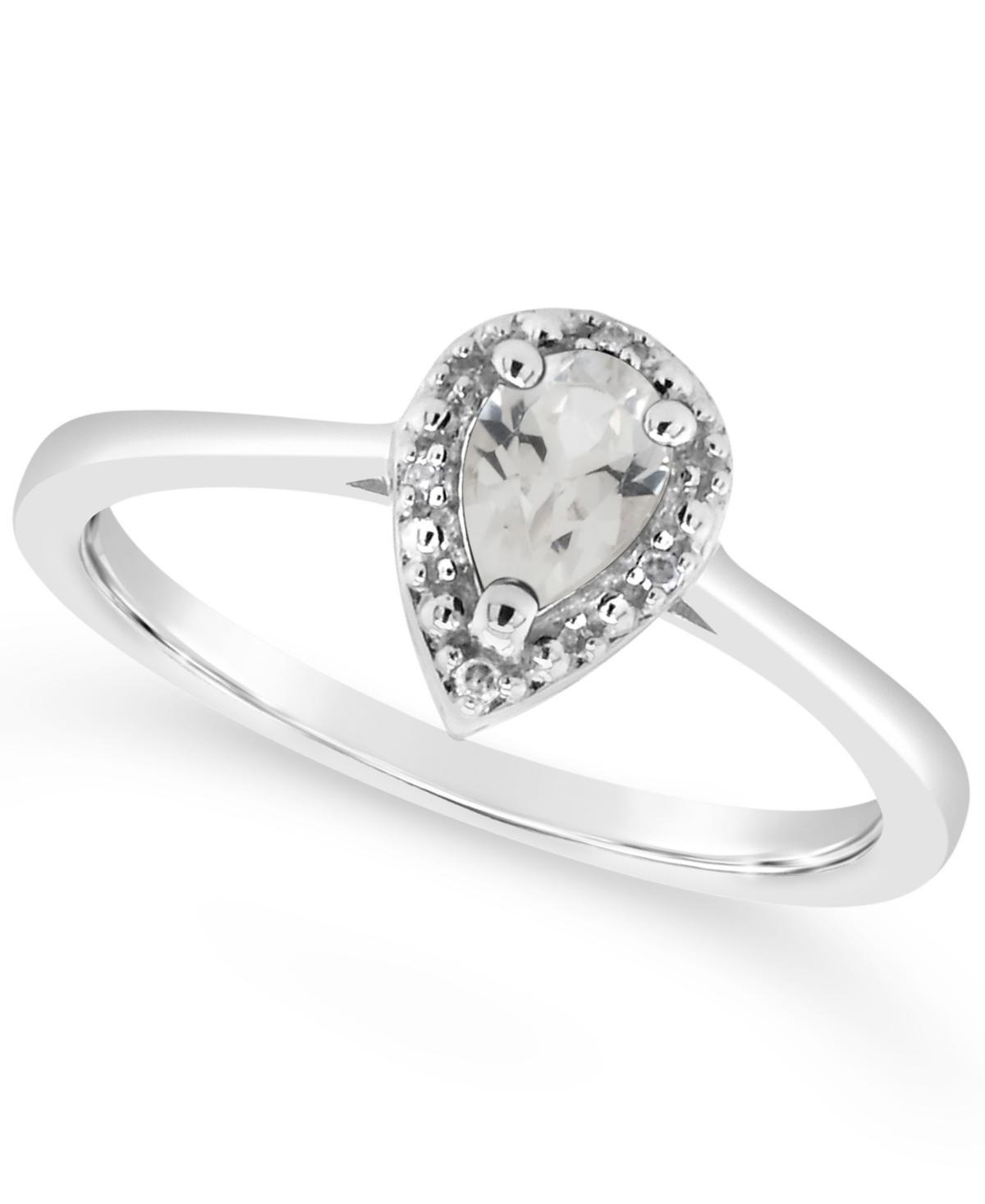 Celebration Gems Sterling Silver Pear Shaped Diamond Accent Frame Ring, Womens White Topaz Product Image