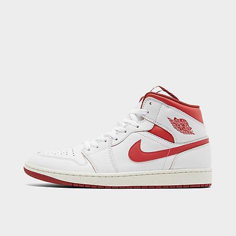 Jordan Mens Jordan Air Jordan 1 Mid SE - Mens Basketball Shoes White/Lobster/Dune Red Product Image