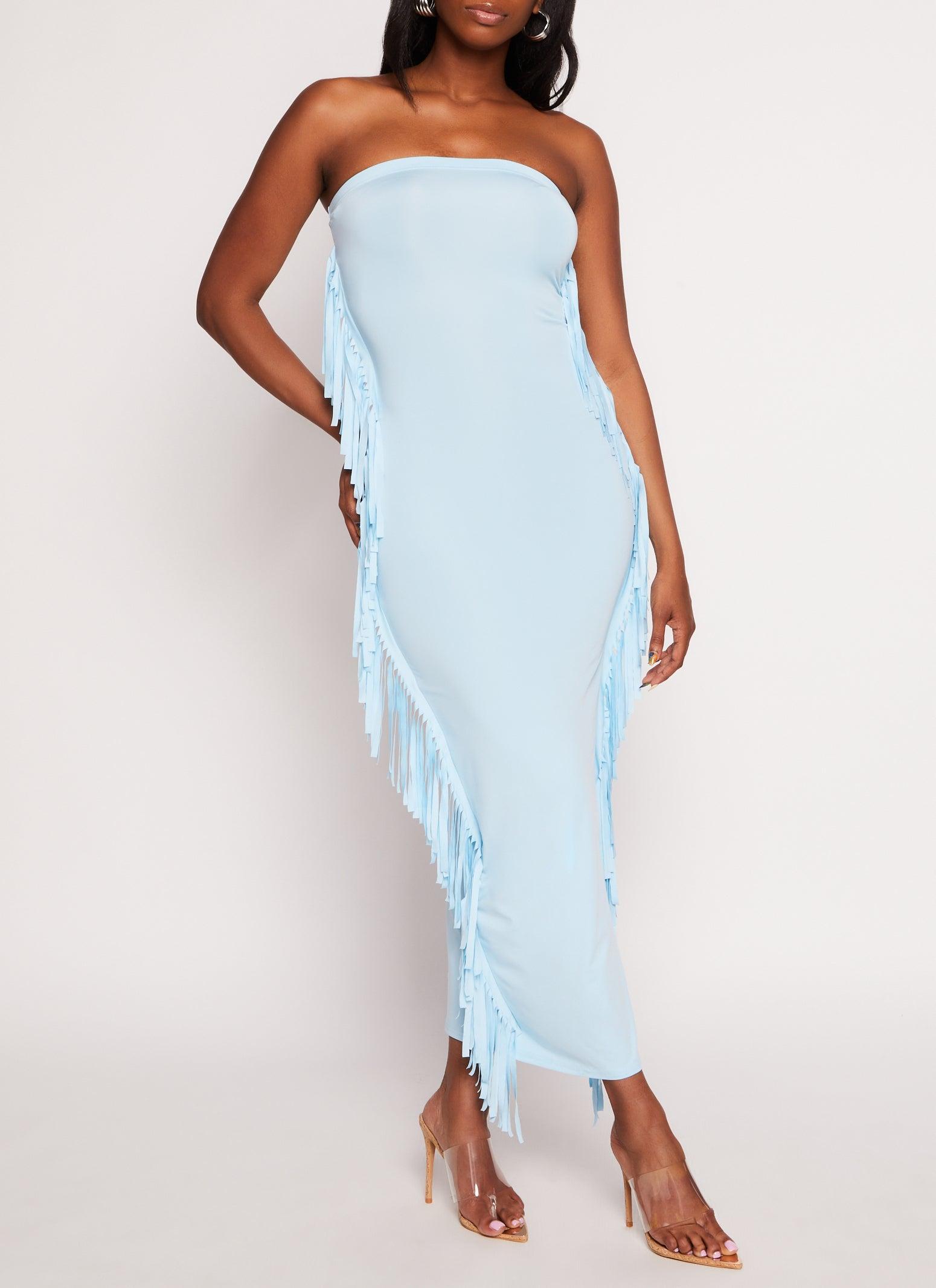 Womens Daisy Fringe Side Maxi Tube Dress Product Image