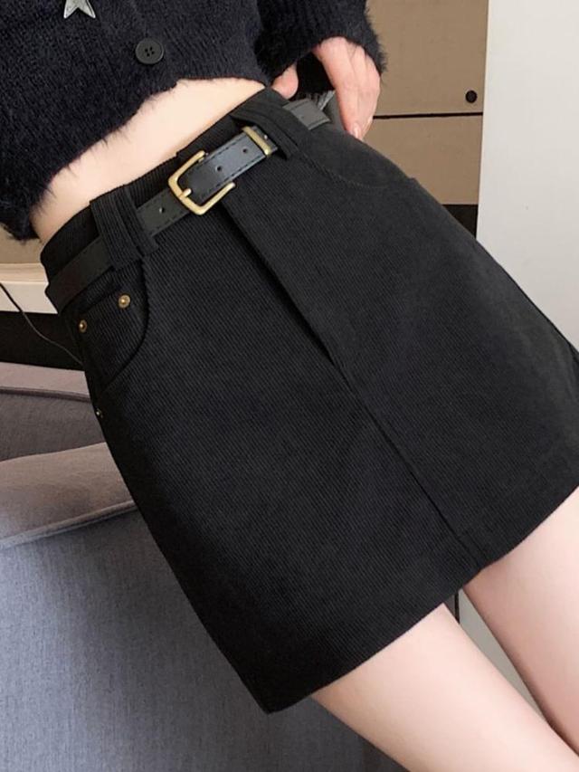 High Waist Corduroy Mini A-Line Skirt Product Image