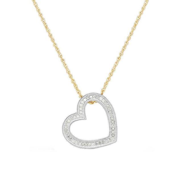 Two-Tone Sterling Silver 1/4 Carat T.W. Diamond Heart Pendant Necklace, Womens, Gold Tone Product Image