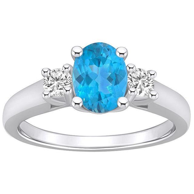 Alyson Layne 14k White Gold Oval Cut Blue Topaz & 1/4 Carat T.W. Diamond Ring, Womens Product Image