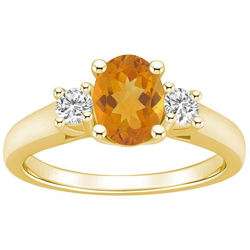 Alyson Layne 14k Gold Oval Cut Citrine & 1/4 Carat T.W. Diamond Ring, Womens Orange Product Image