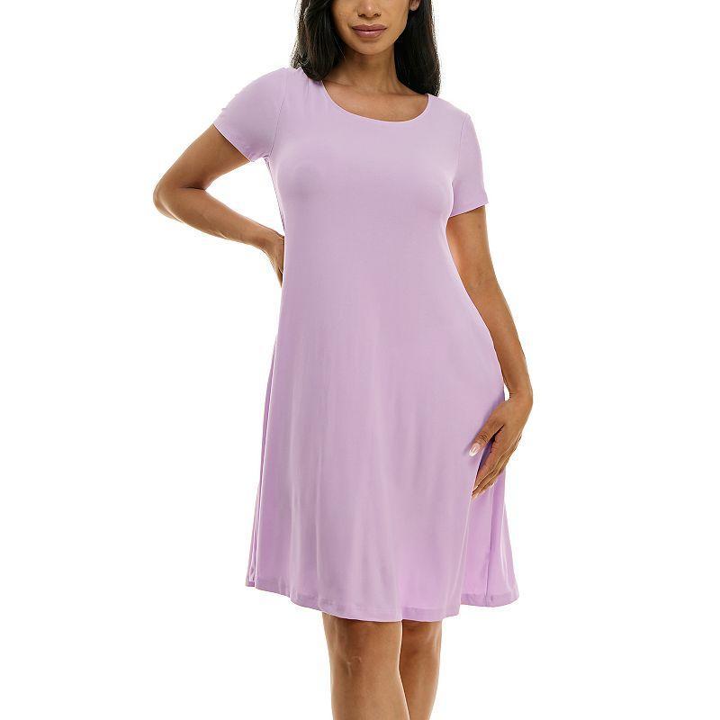 Womens Nina Leonard Lace-Up Back Swing Dress Purple Product Image