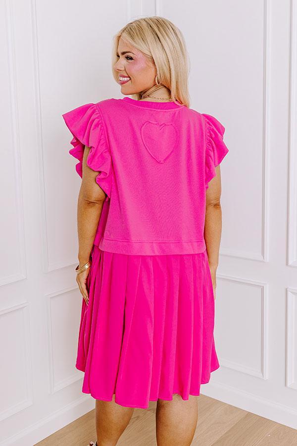 Country Club Meet Up Mini Dress in Hot Pink Curves Product Image