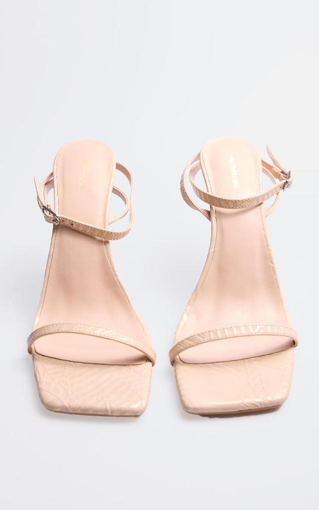 Nude Croc PU Wide Fit Square Toe Clear Wedge Heel Sandals Product Image