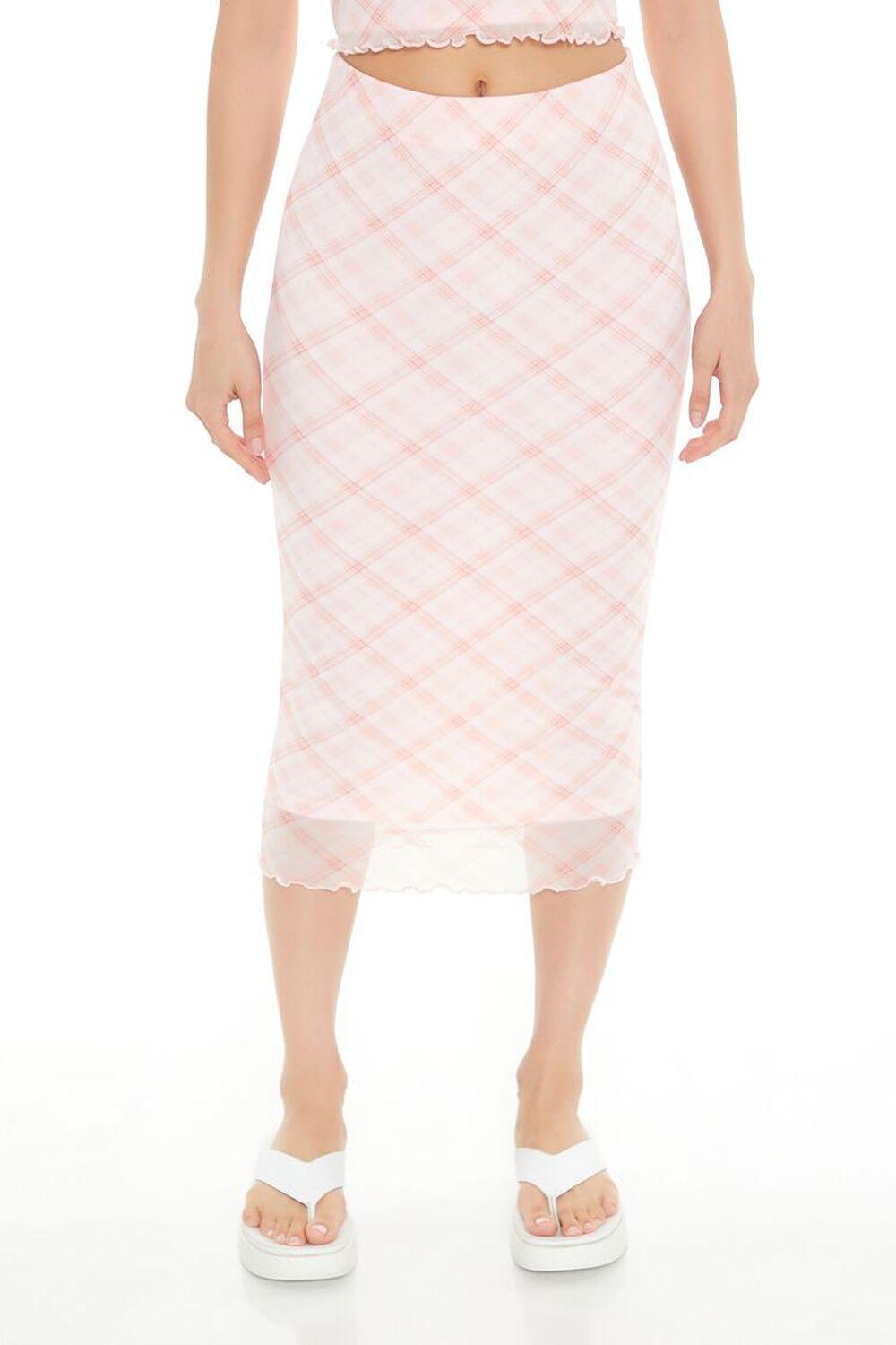 Plaid Mesh Midi Skirt | Forever 21 Product Image