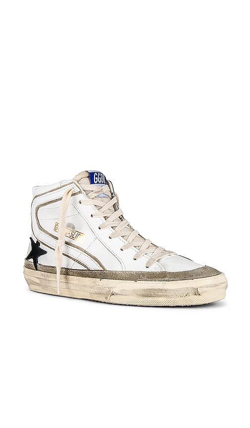 Golden Goose Slide Sneaker in White  Yellow  Black  & Taupe - White. Size 35 (also in 37, 38, 39, 36, 40). Product Image