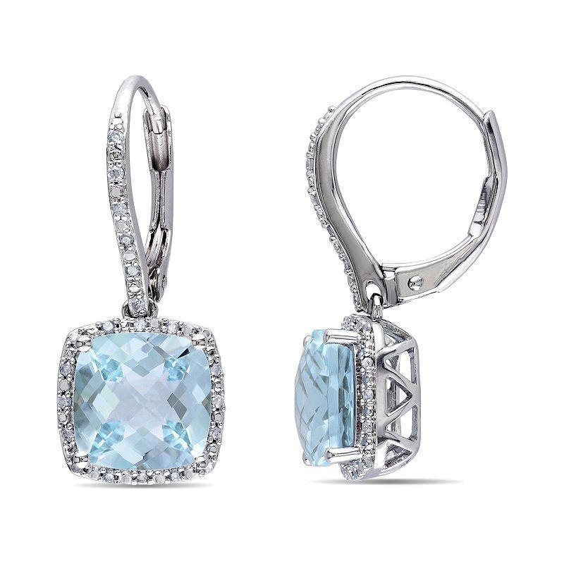 Stella Grace 1/5 Carat T.W. Diamond & Blue Topaz Drop Earrings, Womens Product Image