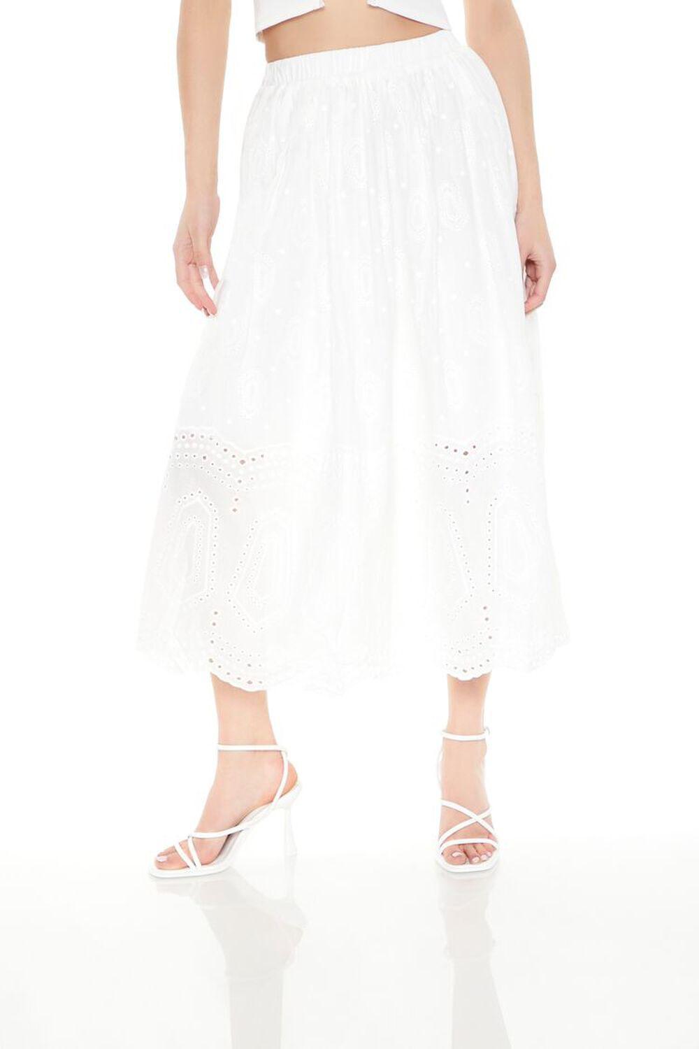 Eyelet A-Line Midi Skirt | Forever 21 Product Image