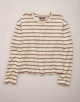 AE77 Premium Long-Sleeve Boxy Striped T-Shirt product image