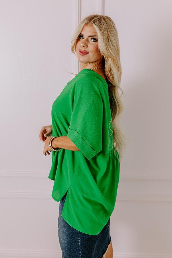 City Escape Shift Top in Kelly Green Curves Product Image