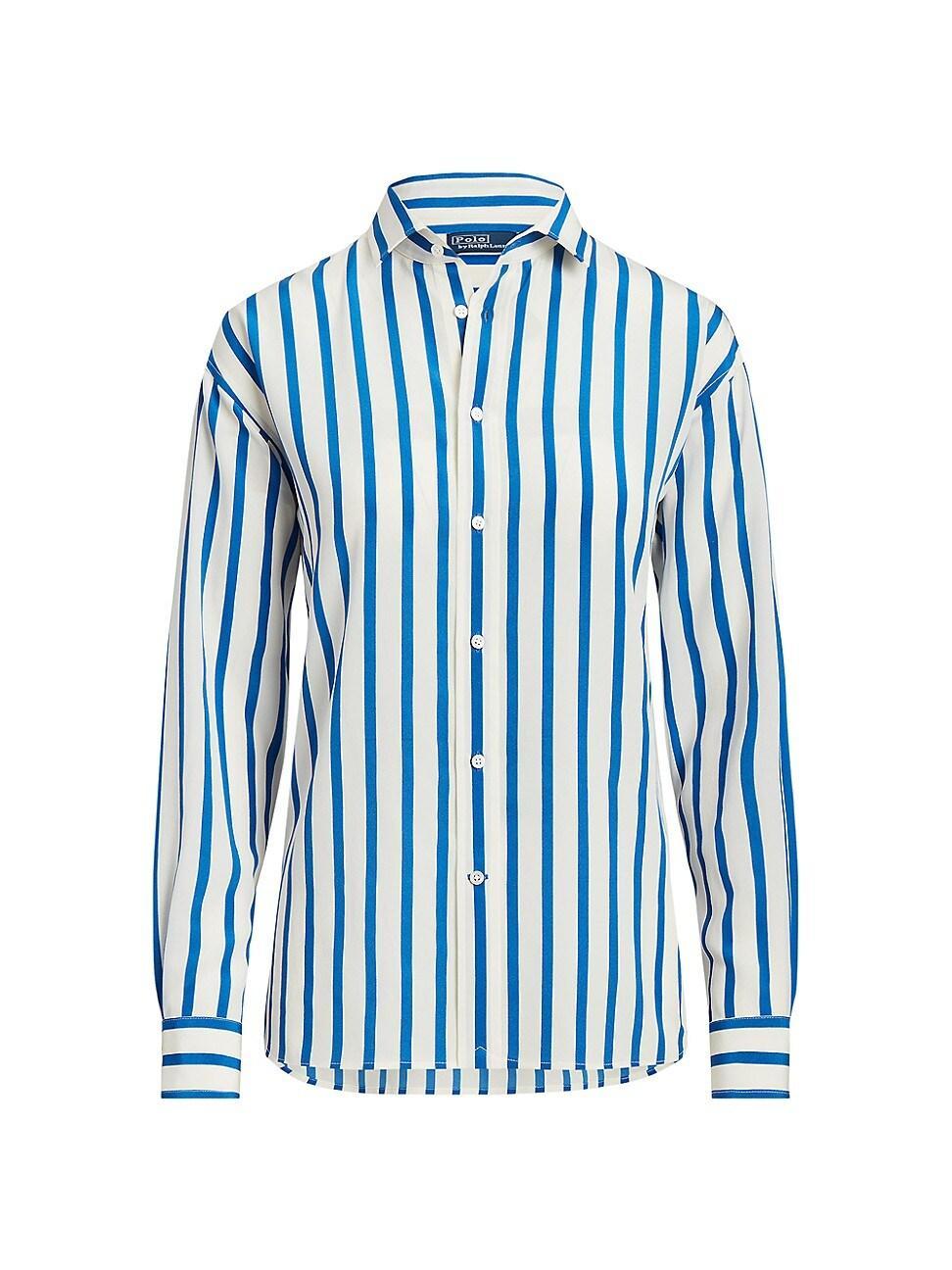 Womens Striped Mulberry Silk Shirt Product Image