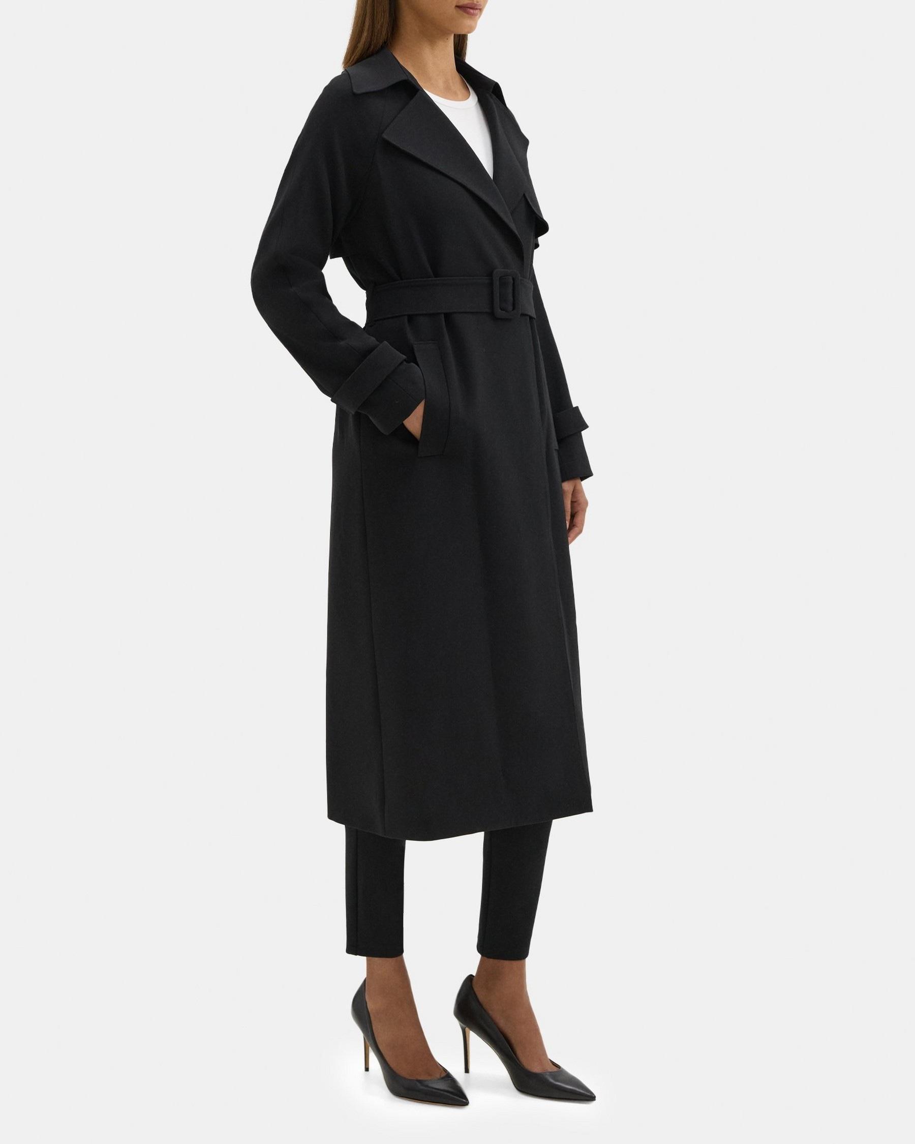 Relaxed Long Trench Coat in Crepe Product Image