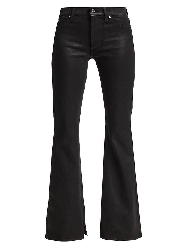 7 For All Mankind Ali High Rise Slit Flare Jeans in Coated Black Product Image