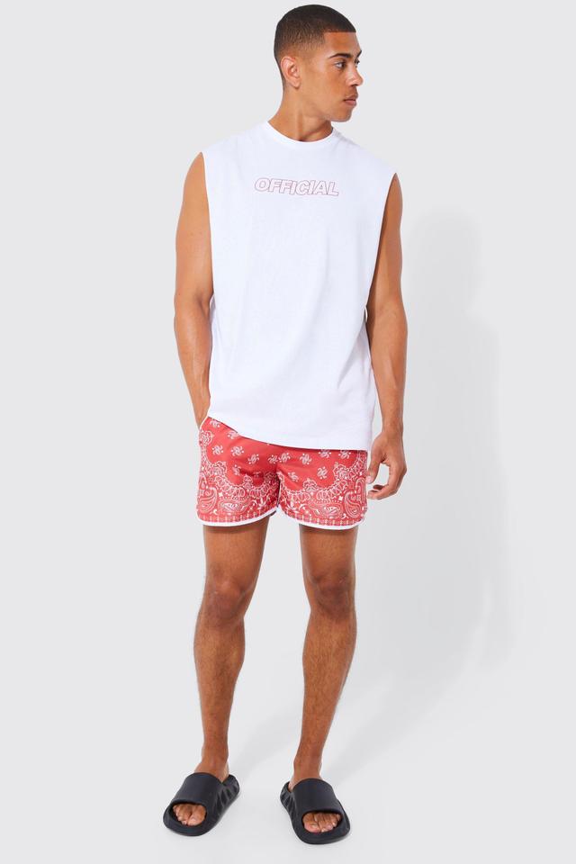 Oversized Official Tank & Bandana Swim Set | boohooMAN USA Product Image