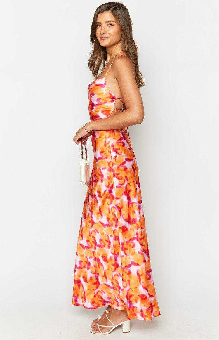 Everly Azalea Pink Print Midi Dress Product Image