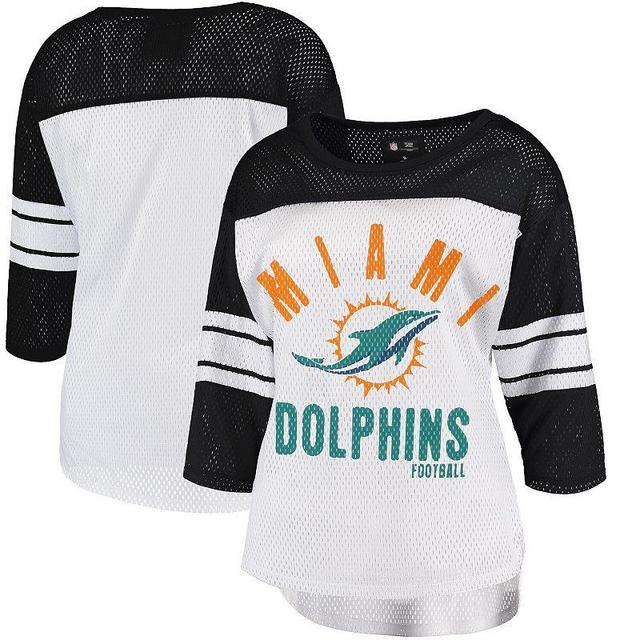 Womens G-III 4Her by Carl Banks /Black Miami Dolphins First Team Three-Quarter Sleeve Mesh T-Shirt Product Image