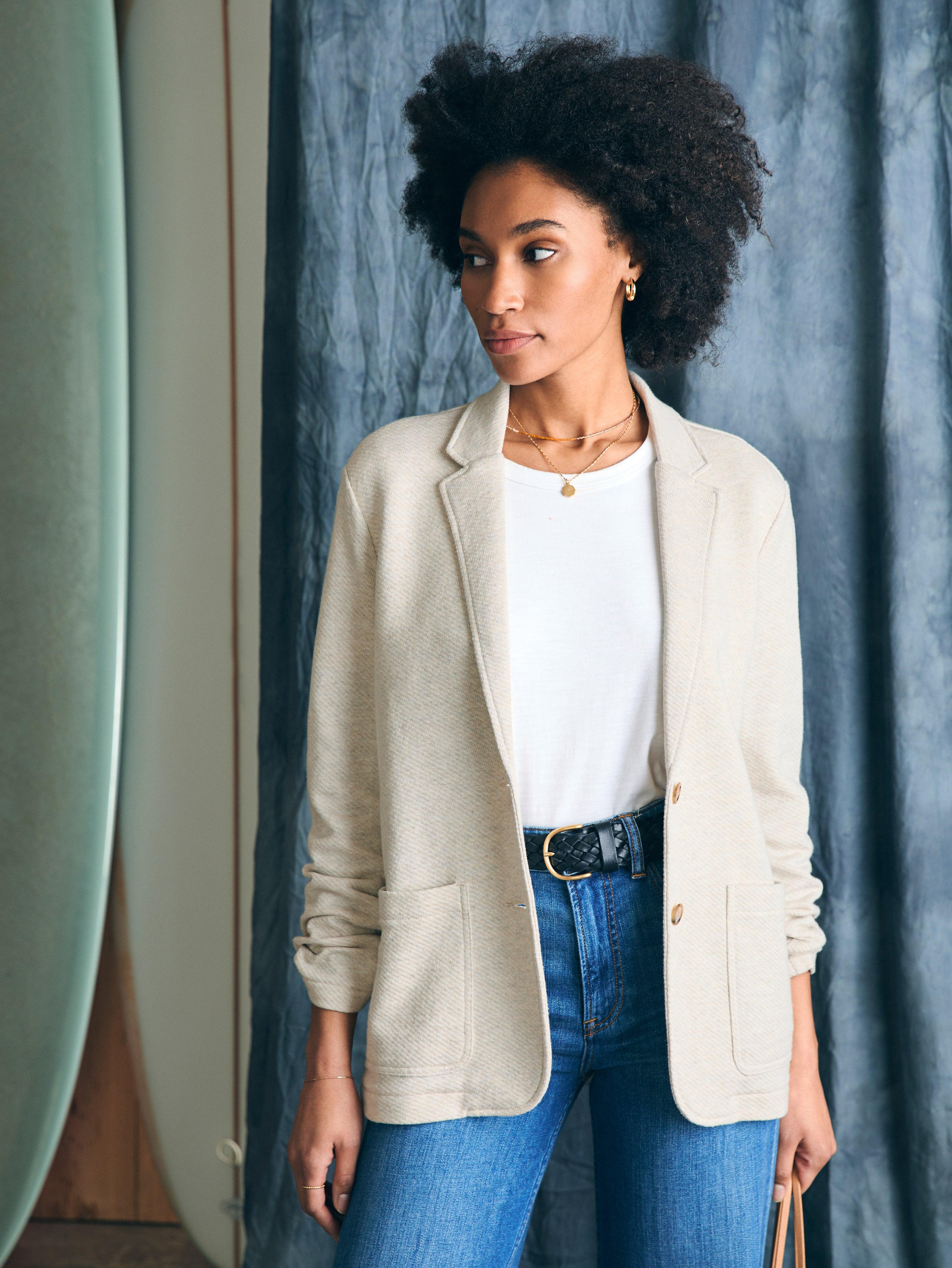 Inlet Knit Blazer - Light Oatmeal Melange Product Image