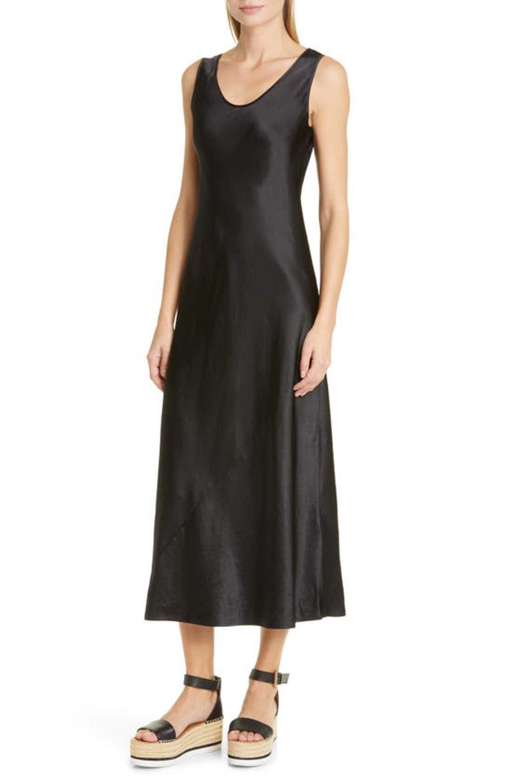 Ares Satin-twill Midi Dress In Nero Product Image