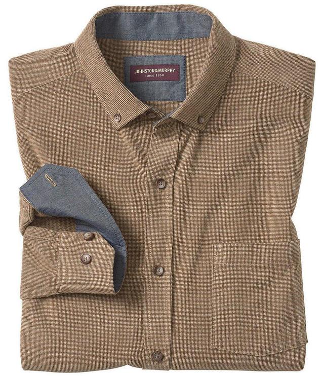 Johnston & Murphy Solid Textured Corduroy Long Sleeve Woven Shirt Product Image