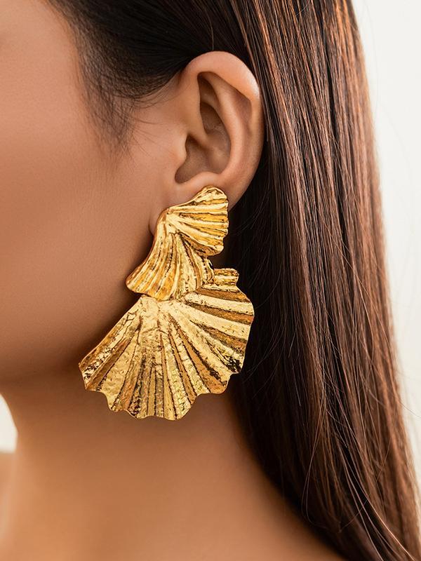 Geometric Leaves Shape Solid Color Drop Earrings Product Image